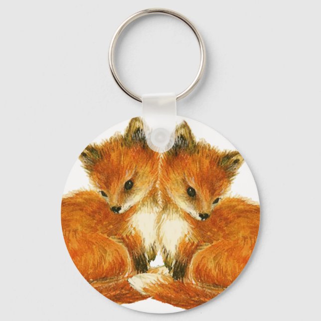 Baby Twin Foxes Keychain (Front)