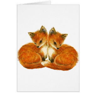 Baby Twin Foxes Note Cartes