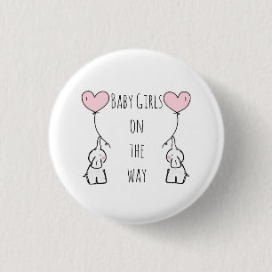 Baby twin girls expecting badge for mummy 1 inch round button