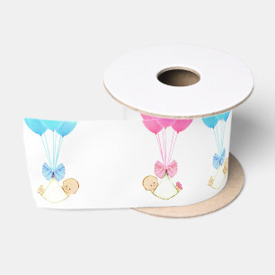 Baby Twins Blue and Pink Satin Ribbon