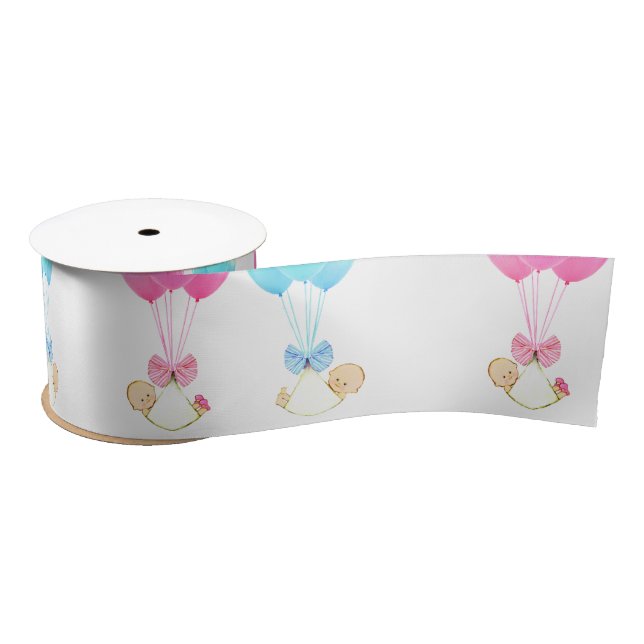 Baby Twins Blue and Pink Satin Ribbon (Spool)