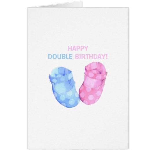 Baby Twins Booties Birthday Card