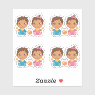 Baby Twins garçon et fille ensemble de 4 Sticker
