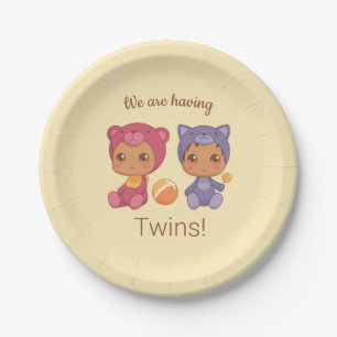 Baby Twins Gender Neutral Announcement Paper Plate