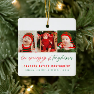 Baby Twins Kisses First Christmas Photo Ornament