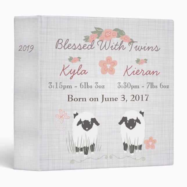 Baby Twins Memories Binder Custom Baby Stats (Front/Spine)