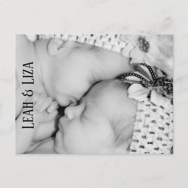 Baby Twins Photo Birth Announcement Postcard (Front)