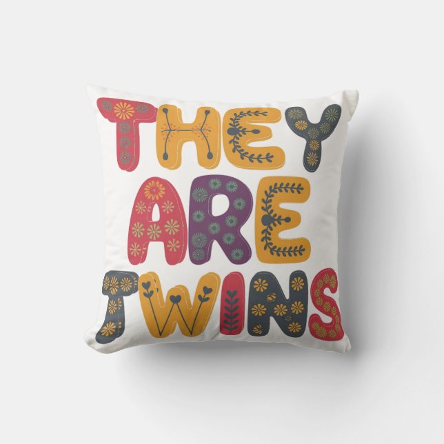 Baby twins shower throw pillow (Front)