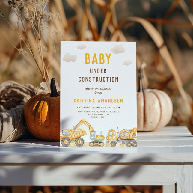 Baby Under Construction Baby Shower Invitation (Creator Uploaded)
