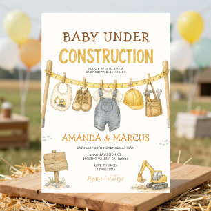 Baby Under Construction Boy Baby Shower Invitation