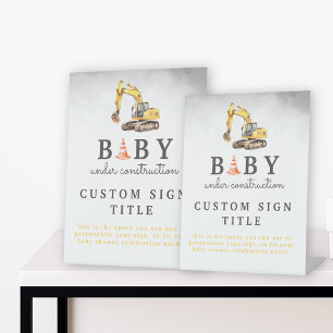 Baby Under Construction Boy Baby Shower Table Sign