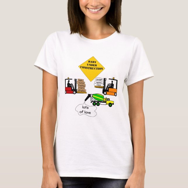 Baby Under Construction Cute Expecting Mother Tee (Front)