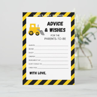 Baby Under Construction Game - Editable Name, 5x7 Invitation