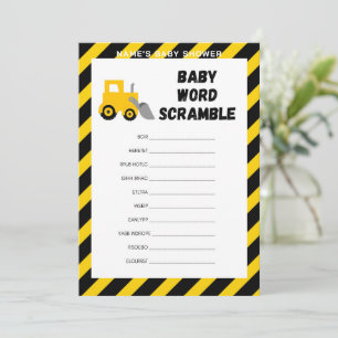 Baby Under Construction Game - Editable Name, 5x7 Invitation