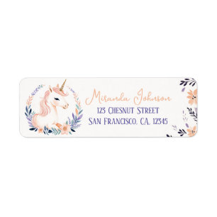 Baby Unicorn Boho Floral Design - Return Address