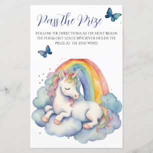 Baby Unicorn Boy Baby Shower Pass the Prize Game