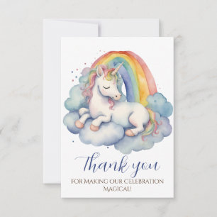 Baby Unicorn Boy Baby Shower Thank You Card
