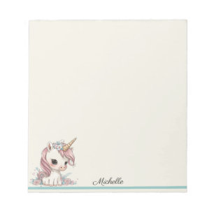 Baby Unicorn Cute Notepad YOUR Name Text