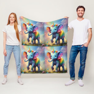 Baby Unicorn Elephant, Fleece Blanket