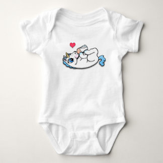 Baby unicorn feeding time - Blue Bodysuit