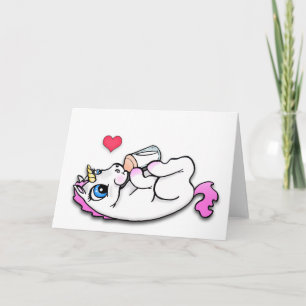 Baby unicorn feeding time - Pink - Card