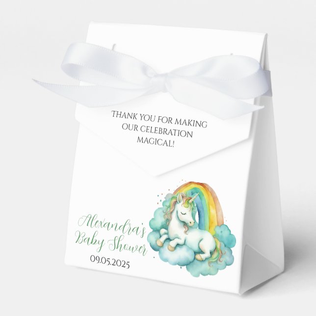 Baby Unicorn Gender Neutral Baby Shower Favor Box (Front Side)