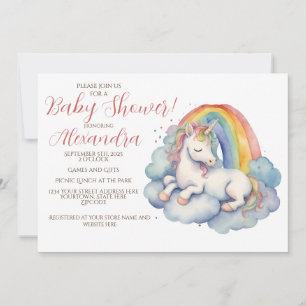 Baby Unicorn Girl Baby Shower Invitation
