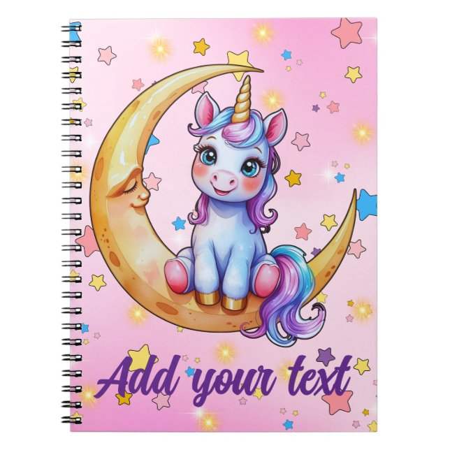 Baby Unicorn Moon Notebook (Front)