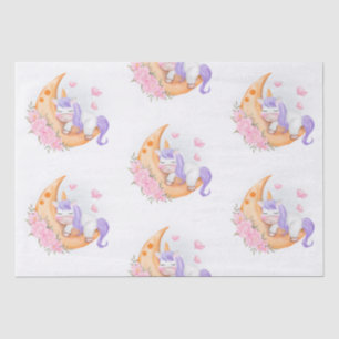 Baby Unicorn Over The Moon with Flower Tissue Paper