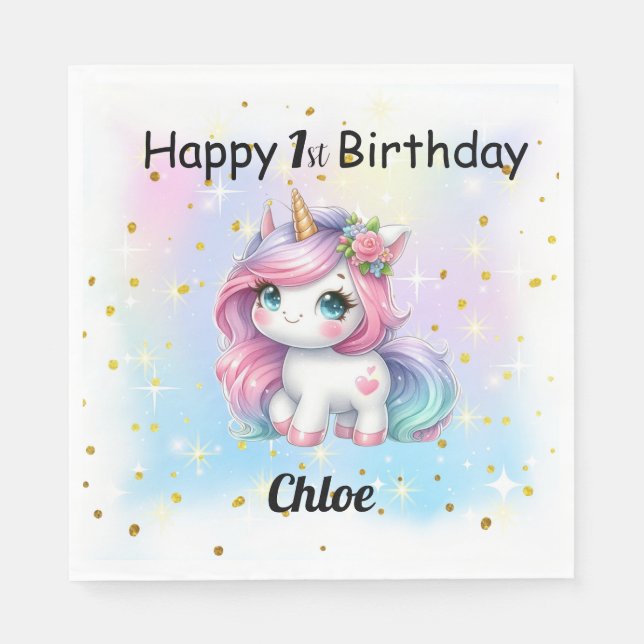 Baby Unicorn Paper Napkins. Napkin (Front)