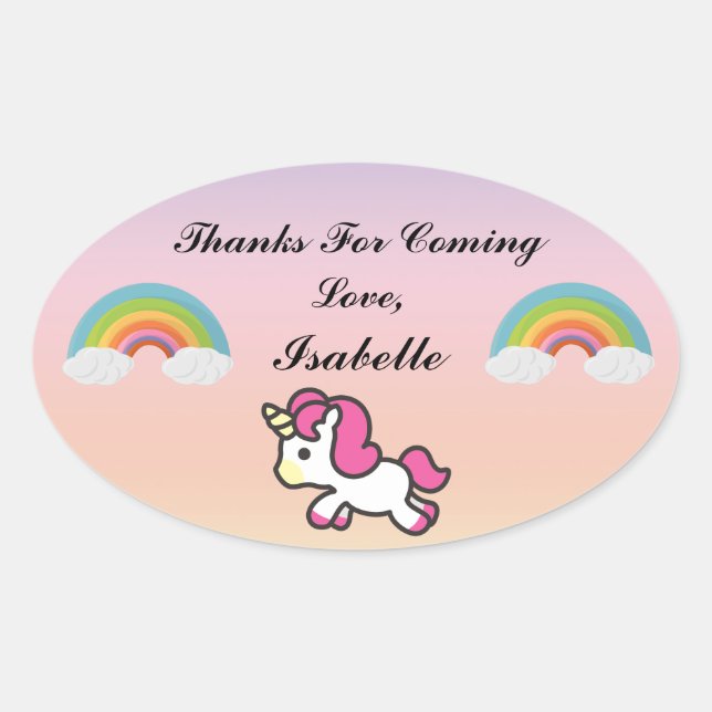 Baby Unicorn Party Thank You Sticker (Front)