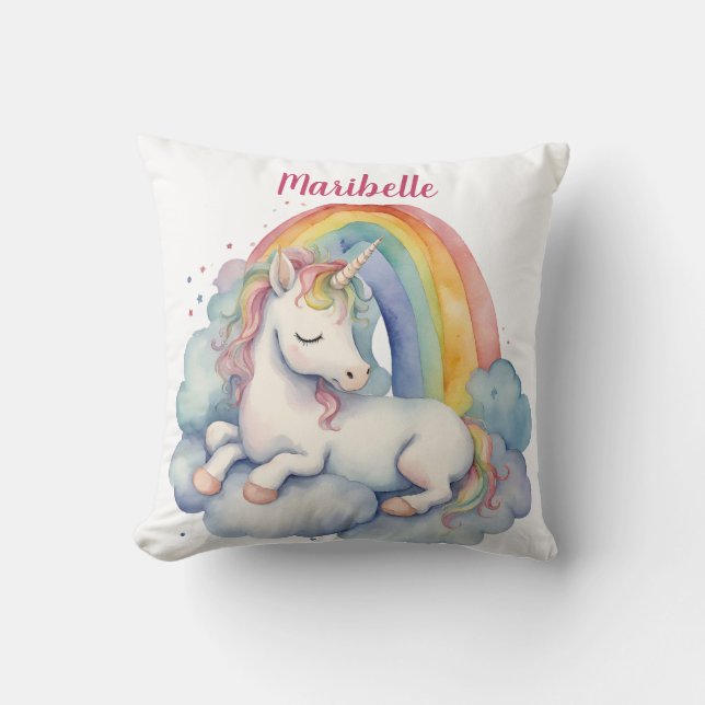 Baby Unicorn Personalized  Throw Pillow (Front)
