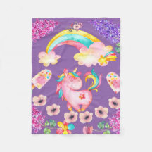 Baby Unicorn playing  garden Fleece Blanket, Baby