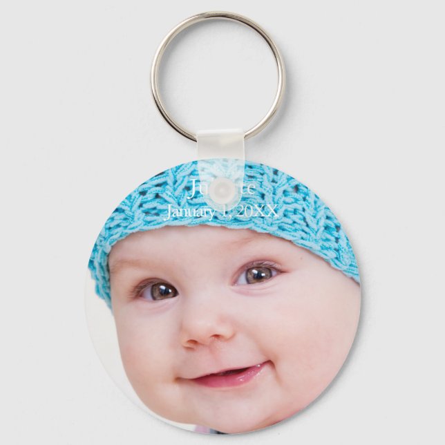 Baby | upload photo add name and date | customize keychain (Front)