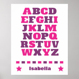 Baby visual alphabet pink purple abc poster