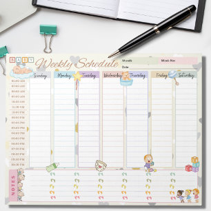 Baby Weekly Schedule Planner Pastel Yellow Theme Notepad