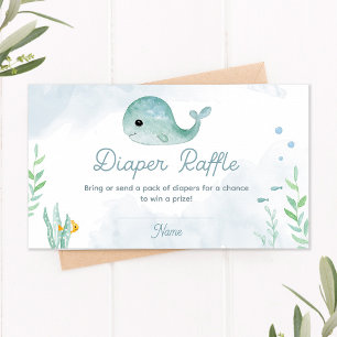 Baby Whale Baby Shower Diaper Raffle Card