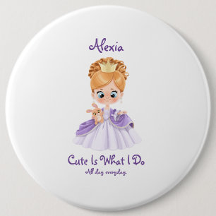 Baby white and purple baby 6 inch round button