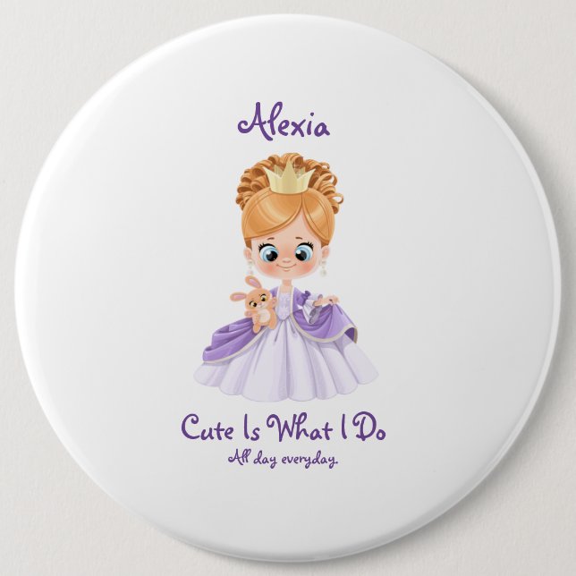 Baby white and purple baby 6 inch round button (Front)