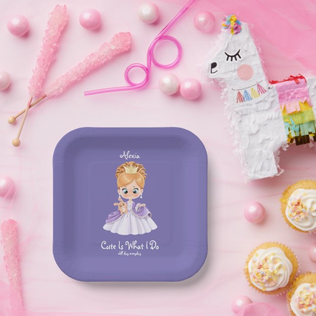 Baby white and purple baby paper plate (Party)