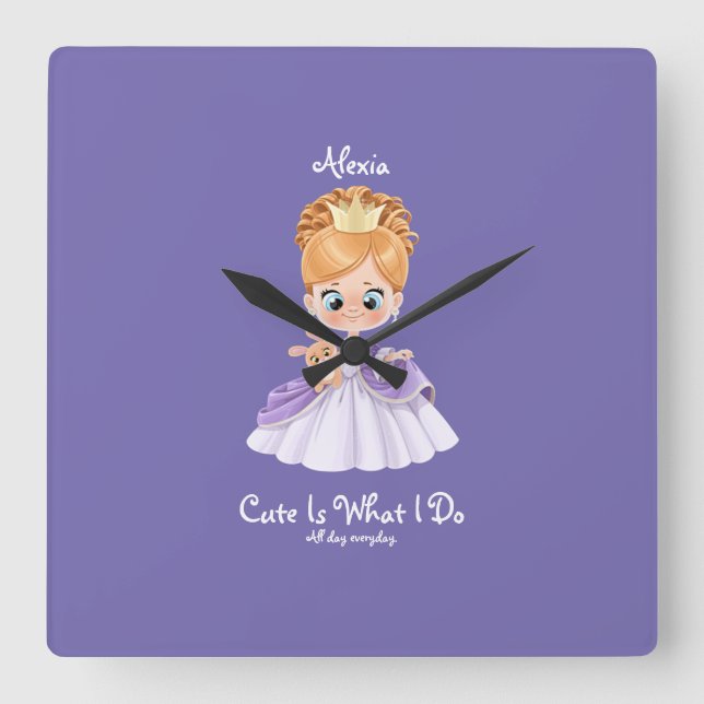 Baby white and purple baby  square wall  square wall clock (Front)