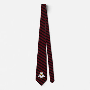 Baby White Chick on Garnet and Black Stripes Tie