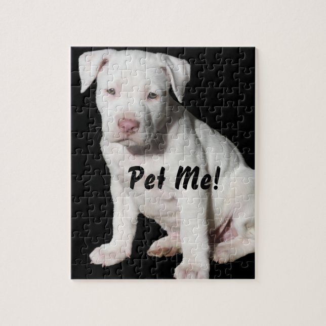Baby White Pitbull Puppy Jigsaw Puzzle (Vertical)