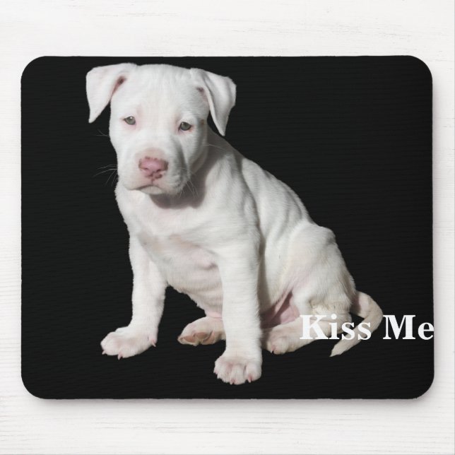 Baby White Pitbull Puppy Mouse Pad (Front)