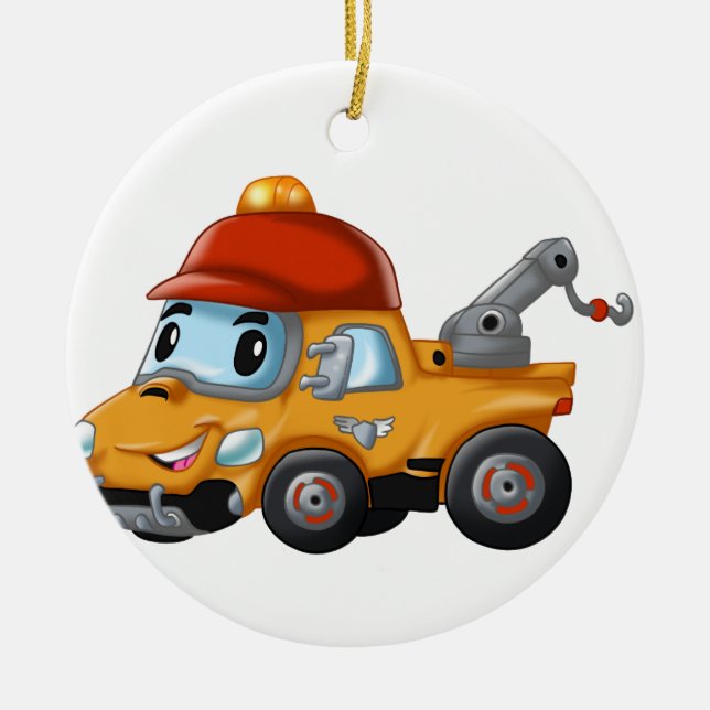 Baby winch truck for kids ceramic ornament (Front)