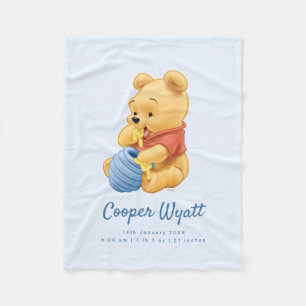Baby Winnie the Pooh   Birth Stats  Fleece Blanket