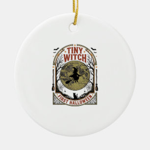 Baby Witch Halloween Shirt for First Spooky Season Ceramic Ornament