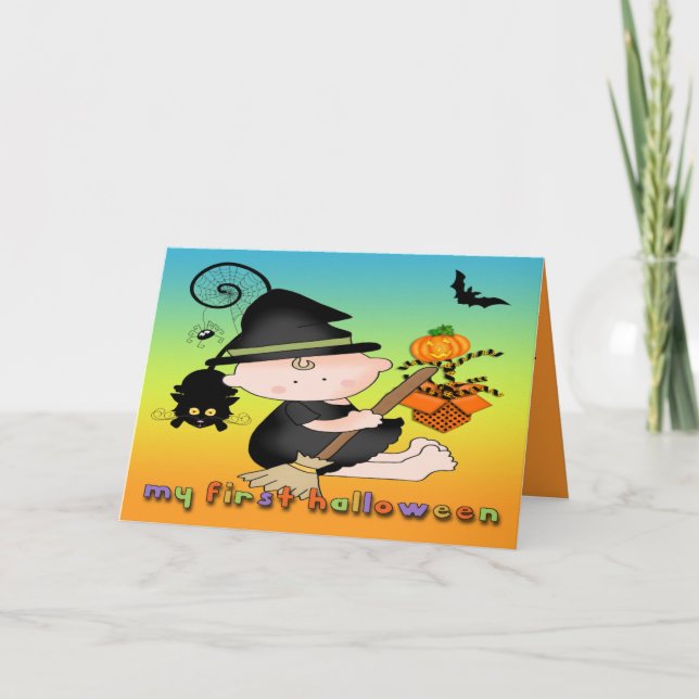Baby Witch Ma 1ère carte de voeux Halloween (Devant)