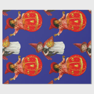 Baby witches and pumpkins on Halloween night Wrapping Paper