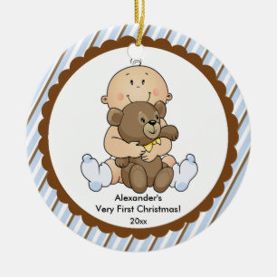 Baby with Bear Baby's First Christmas Ornament
